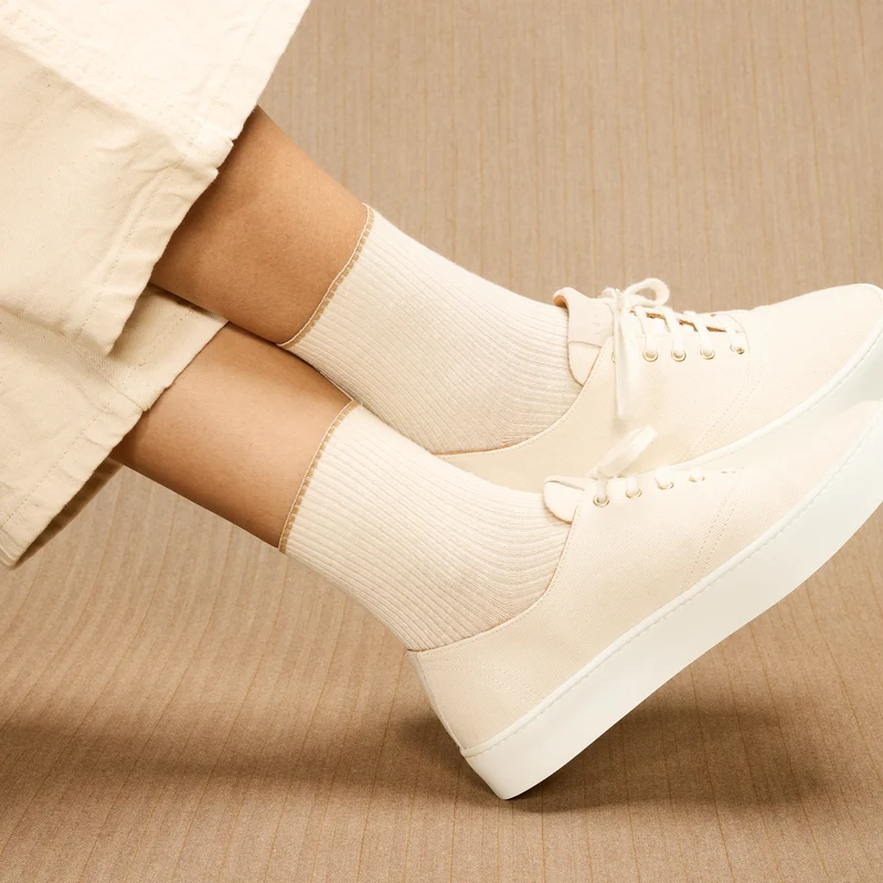 Socquettes | Ivoire - Lin & Coton