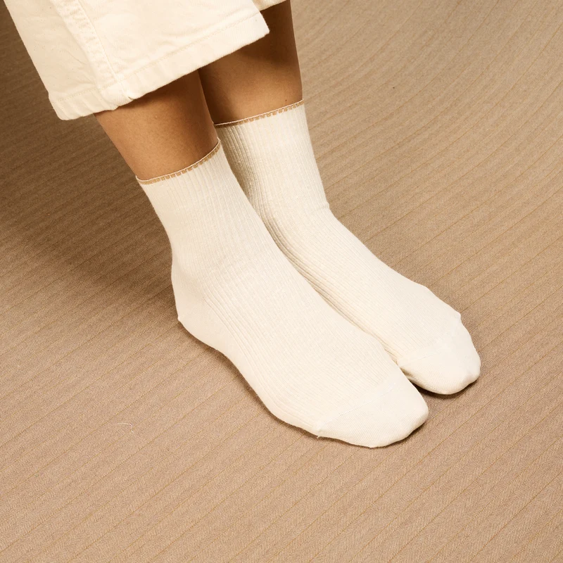 Socquettes | Ivoire - Lin & Coton