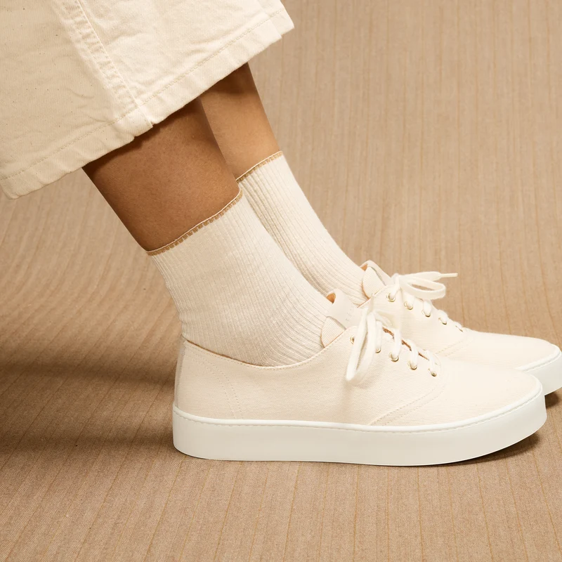 Socquettes | Ivoire - Lin & Coton