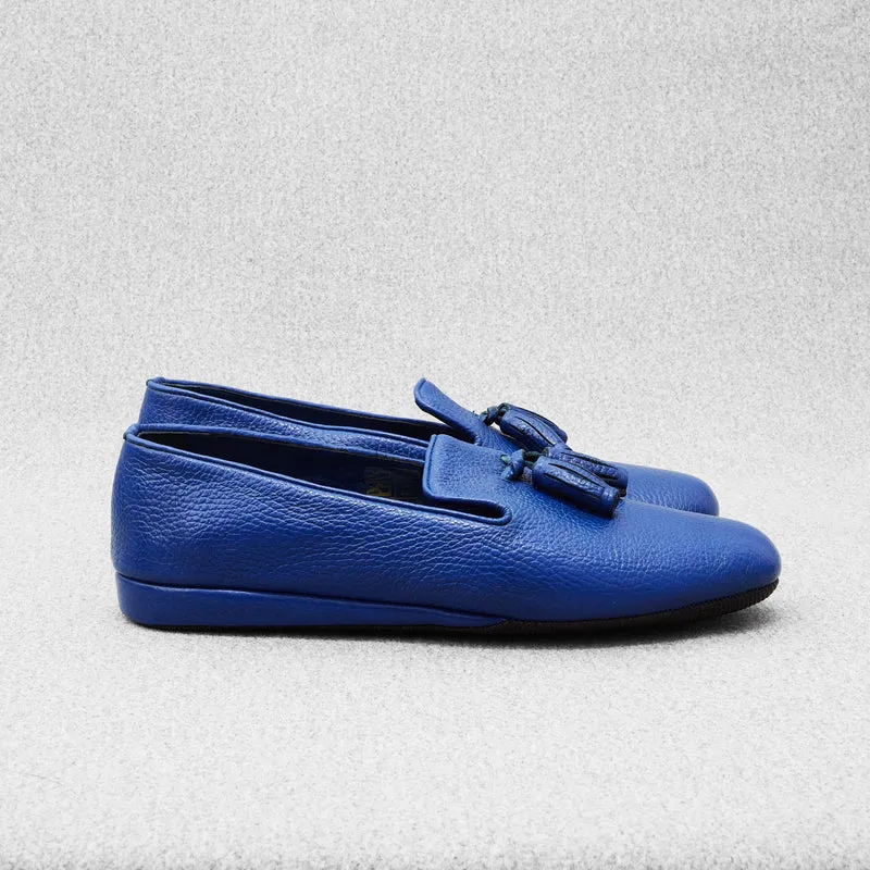 Chaussons Bleu roi - Cuir grainé