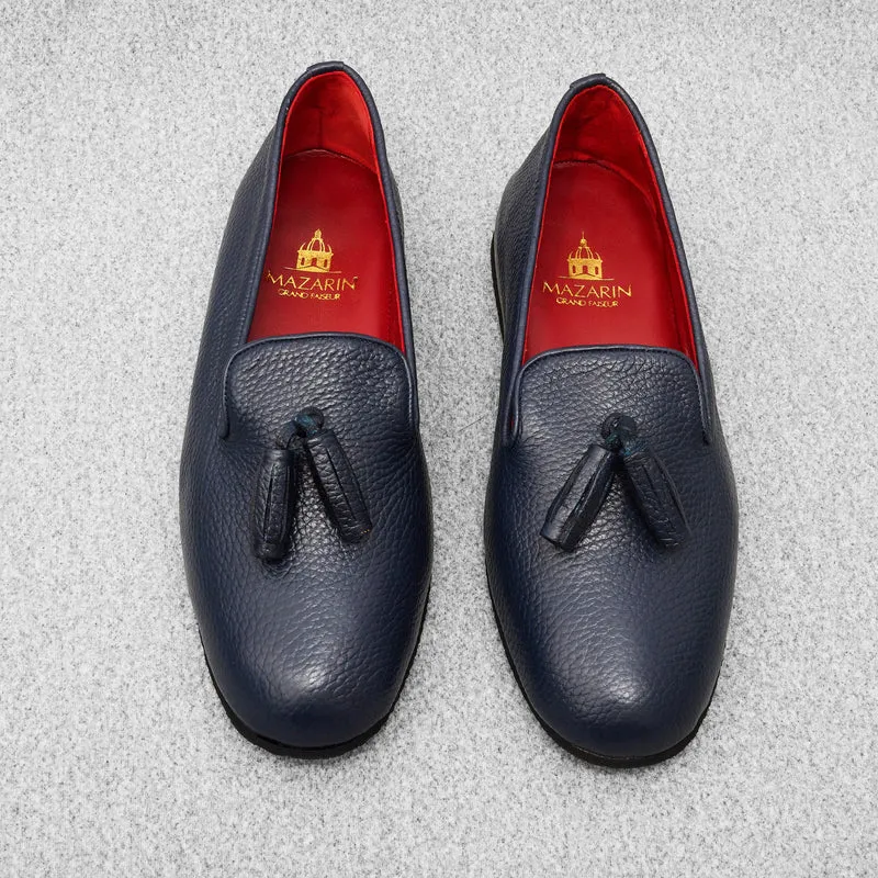 Chaussons Bleu marine - Cuir grainé