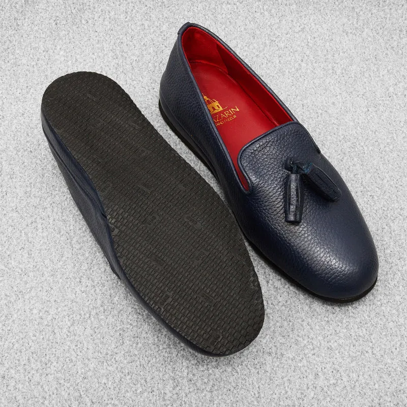 Chaussons Bleu marine - Cuir grainé