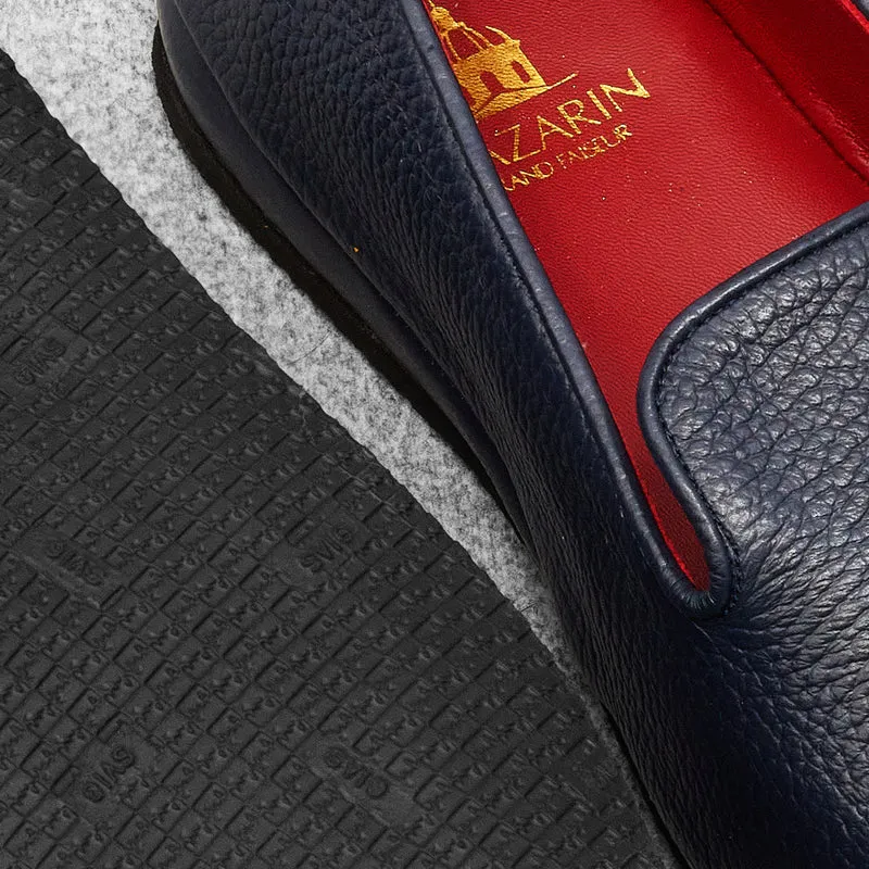 Chaussons Bleu marine - Cuir grainé