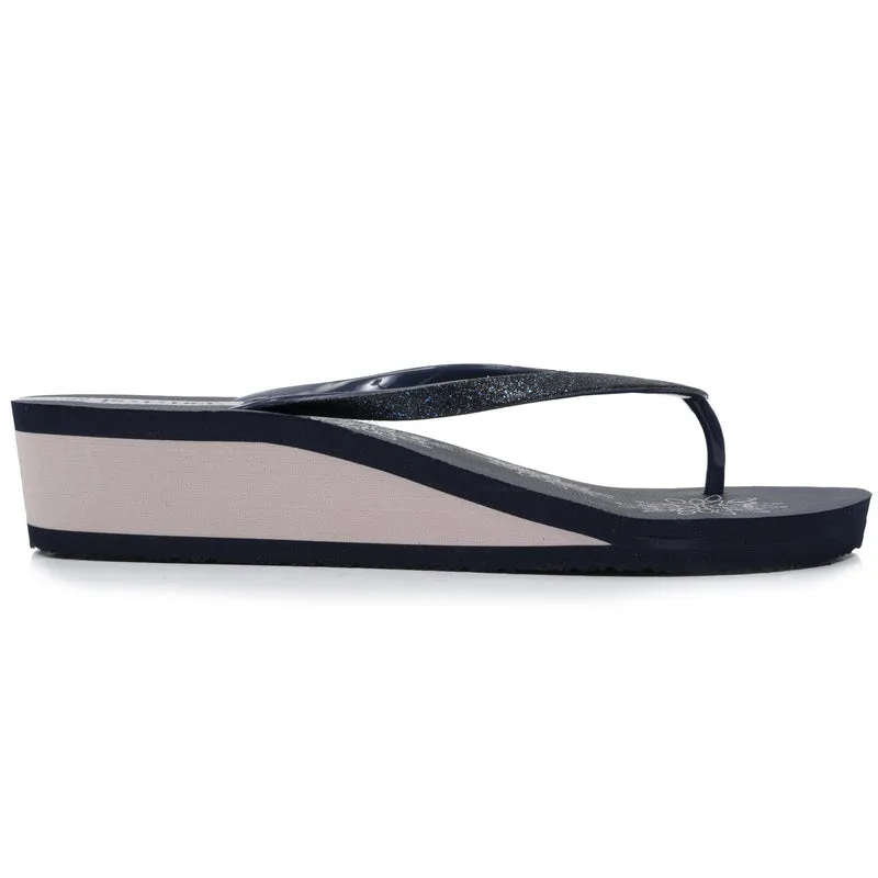 Tongs Femme imprimé floral talon Marine