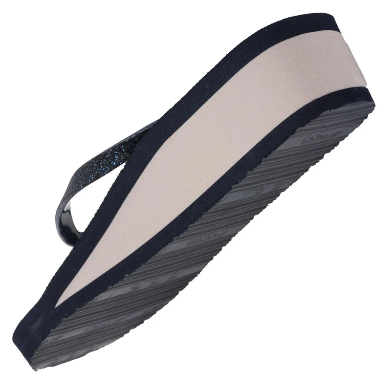 Tongs Femme imprimé floral talon Marine