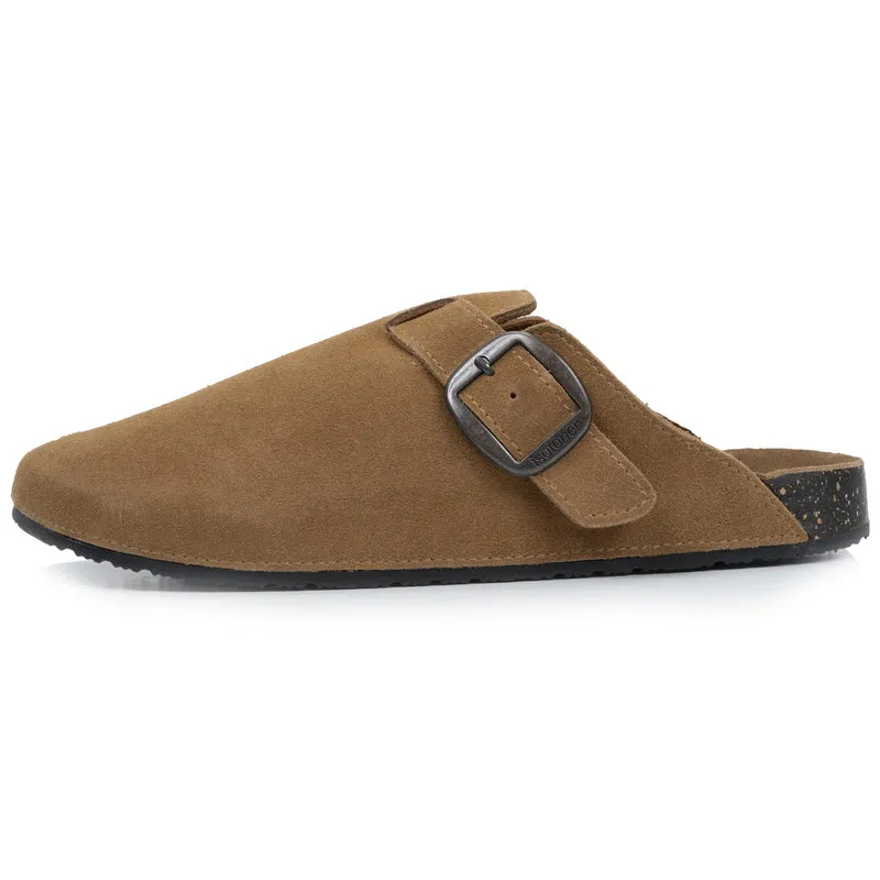 Mules Sabots Femme cuir Camel