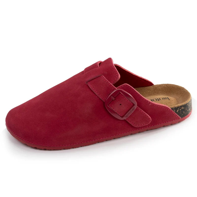 Mules Sabots Femme cuir Framboise