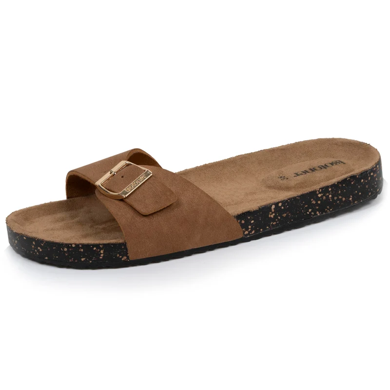 Mules Sandales Femme simple bride Camel