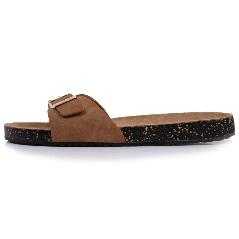 Mules Sandales Femme simple bride Camel