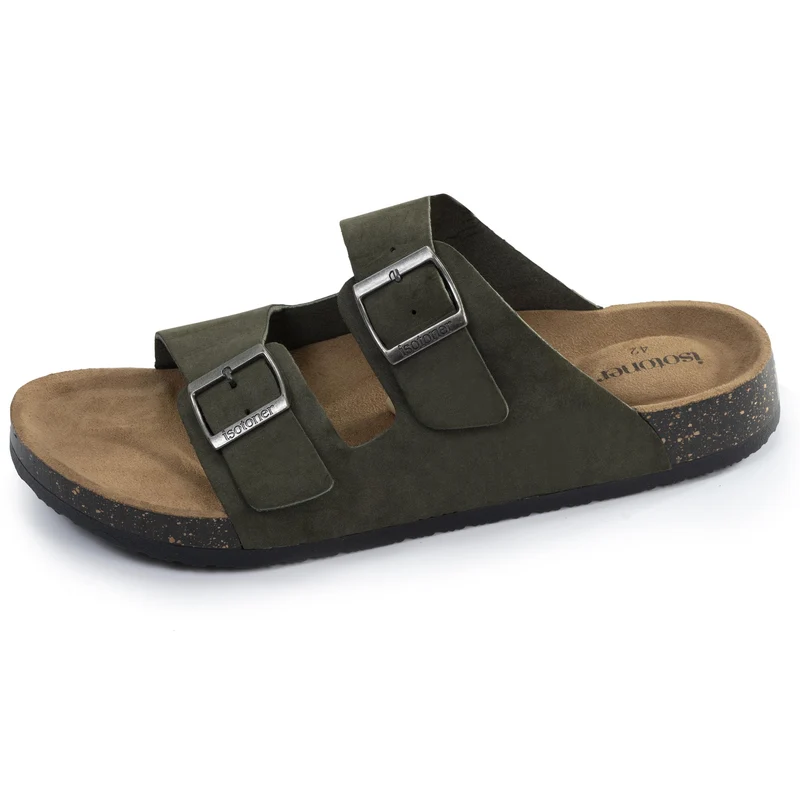 Mules sandales Homme double bride Kaki