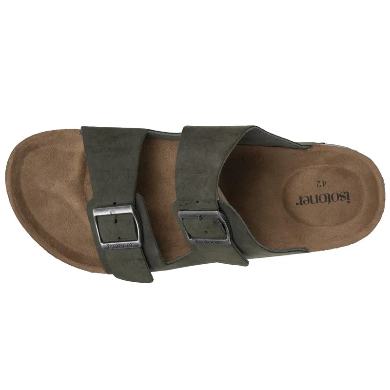 Mules sandales Homme double bride Kaki