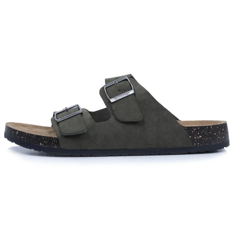 Mules sandales Homme double bride Kaki