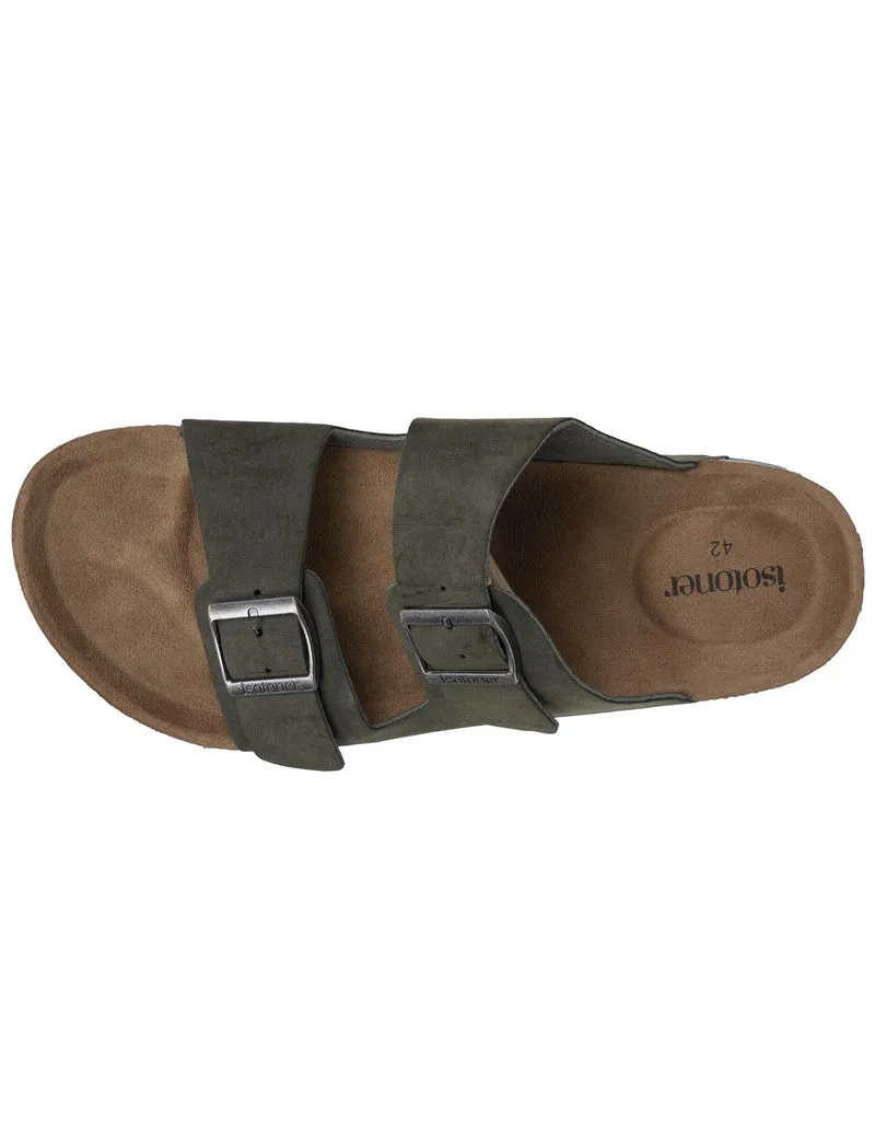 Mules sandales Homme double bride Kaki