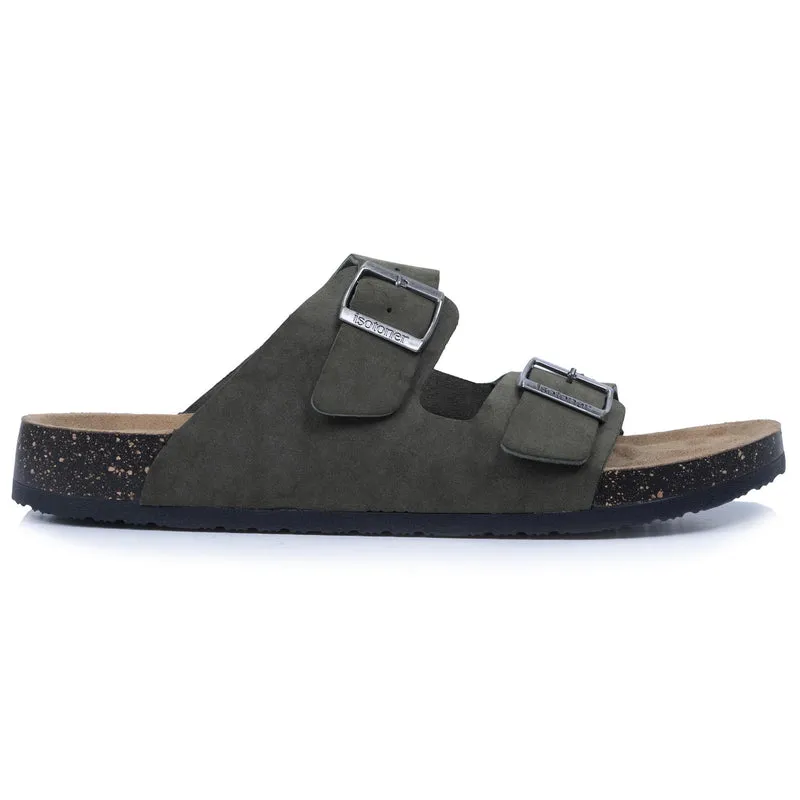 Mules sandales Homme double bride Kaki