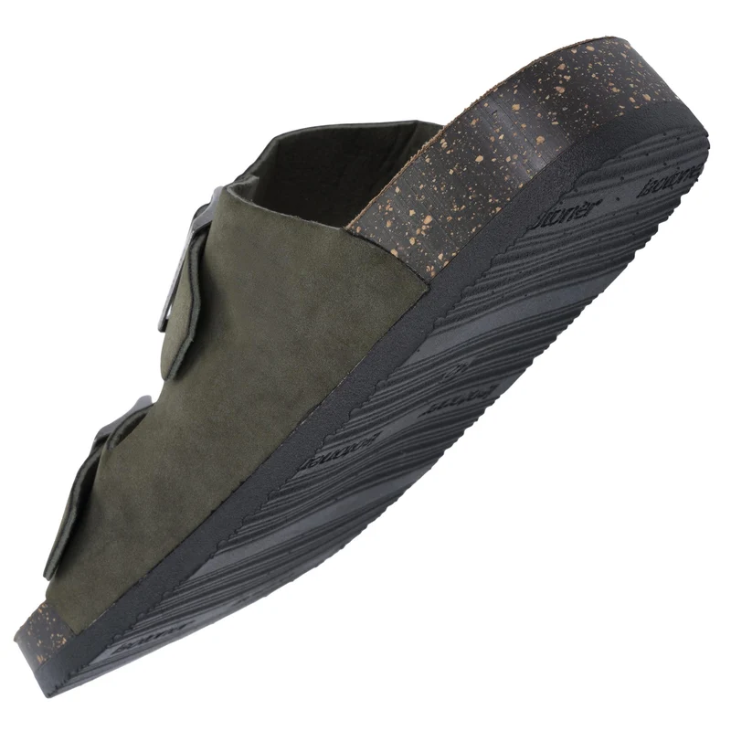 Mules sandales Homme double bride Kaki