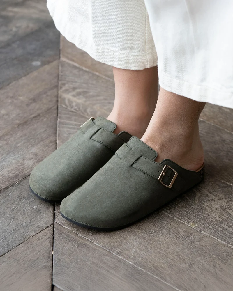 Mules Sabots confort Femme Kaki