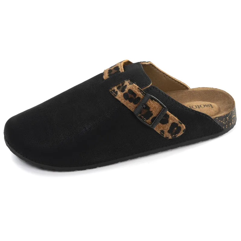Mules Sabots Femme Noir Léopard