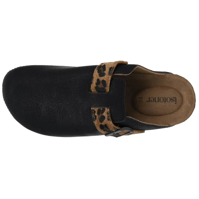 Mules Sabots Femme Noir Léopard