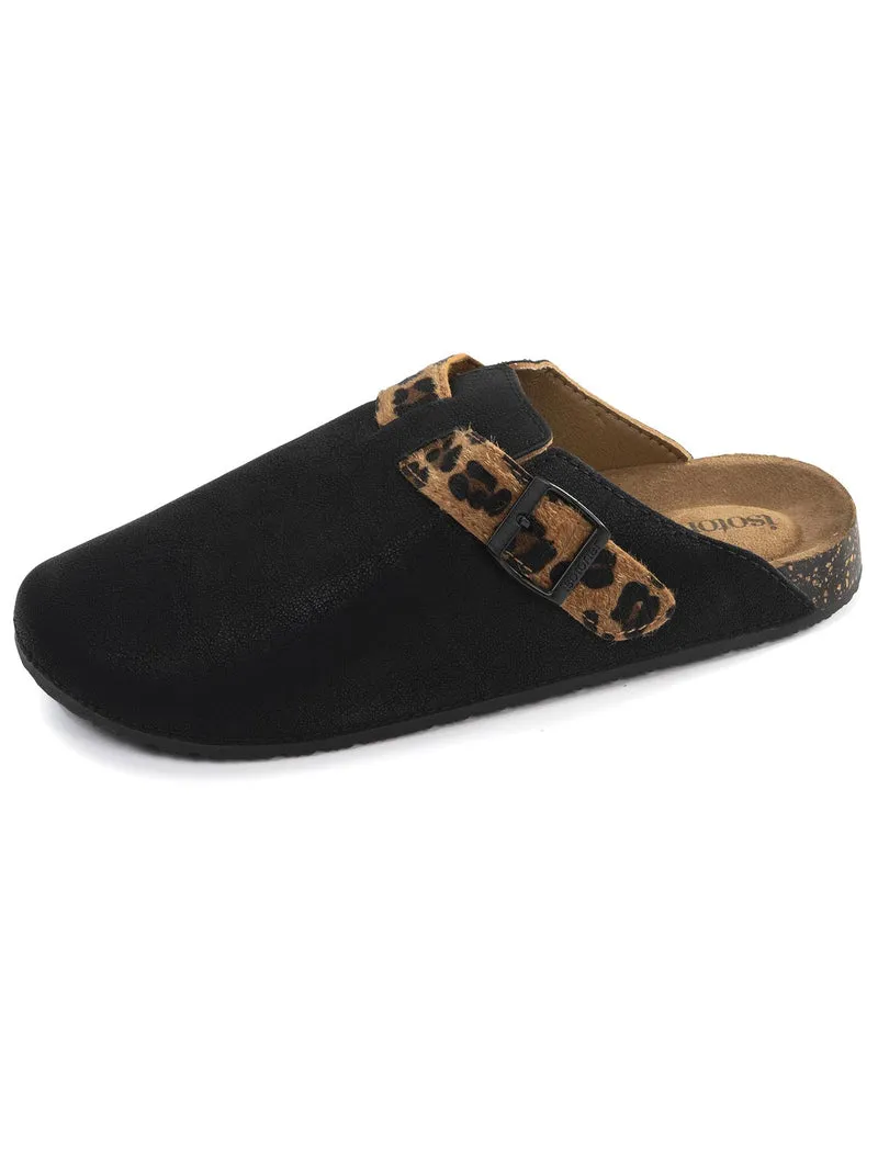 Mules Sabots Femme Noir Léopard