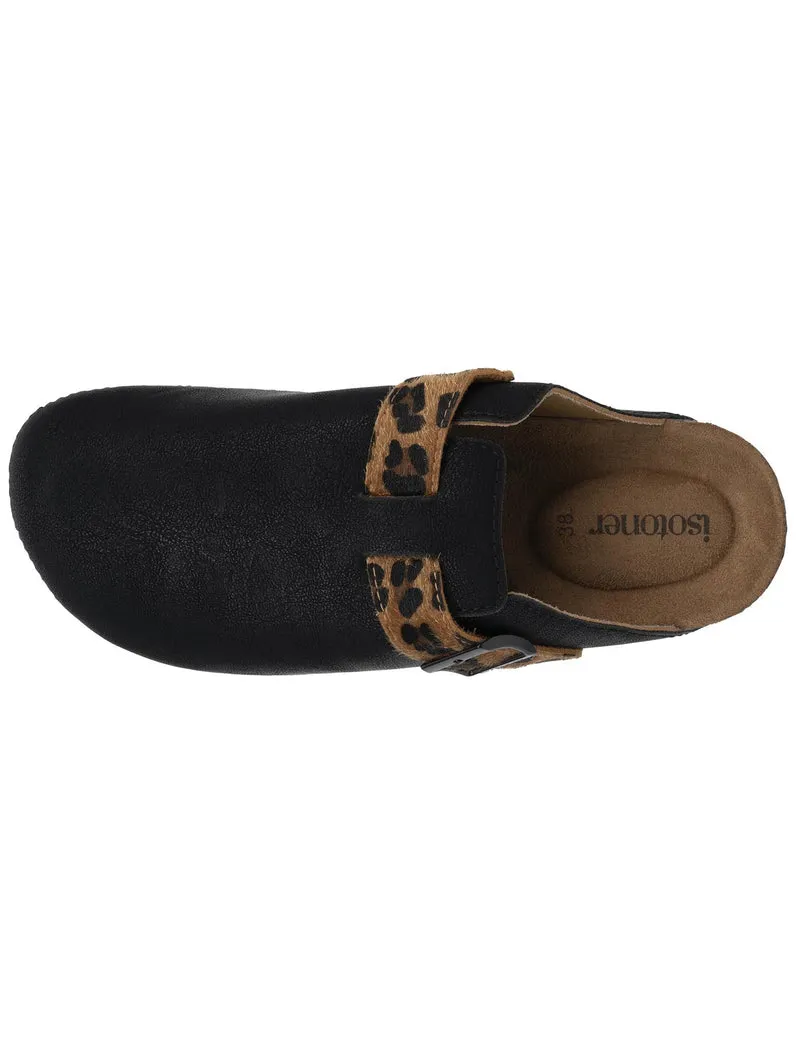 Mules Sabots Femme Noir Léopard