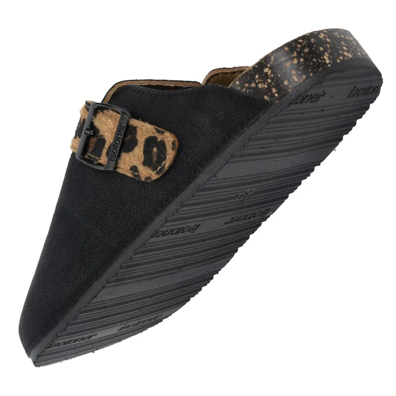 Mules Sabots Femme Noir Léopard