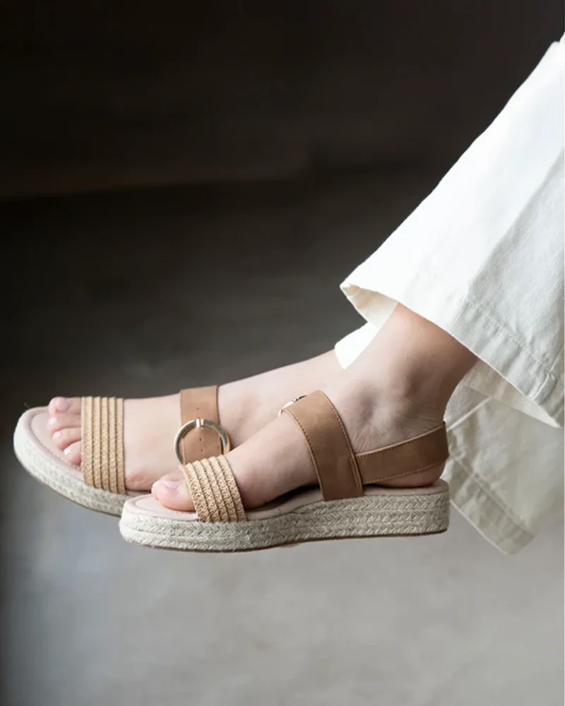 Sandales Femme cordeTressées Camel