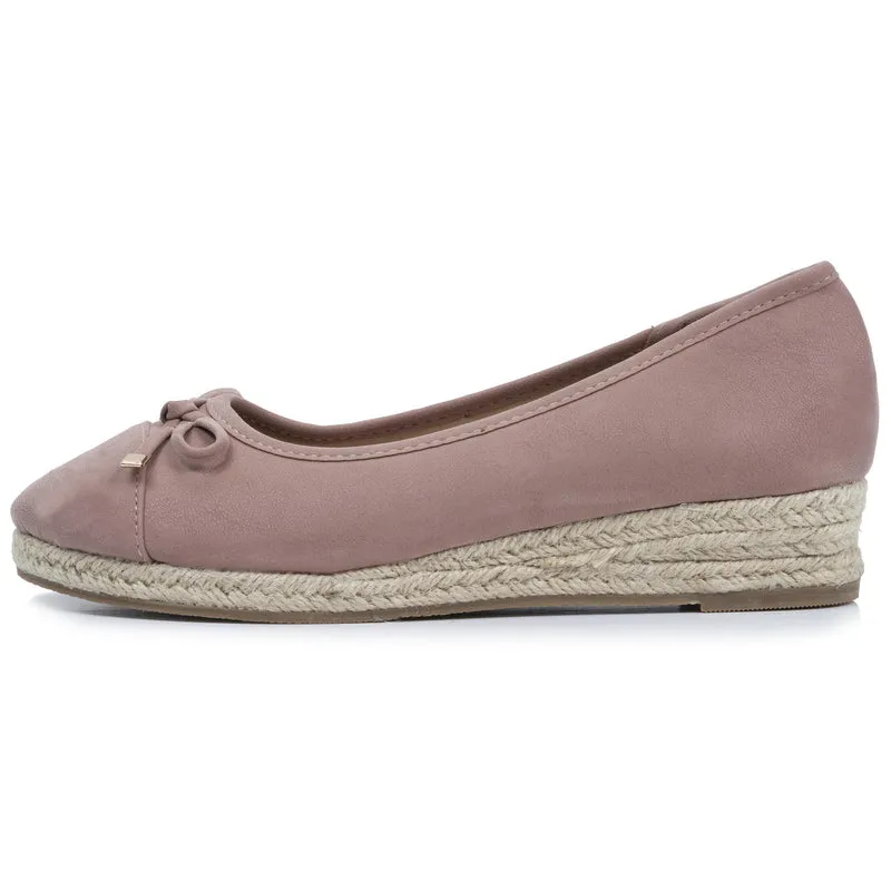 Ballerines Femme corde compensé Rose poudré