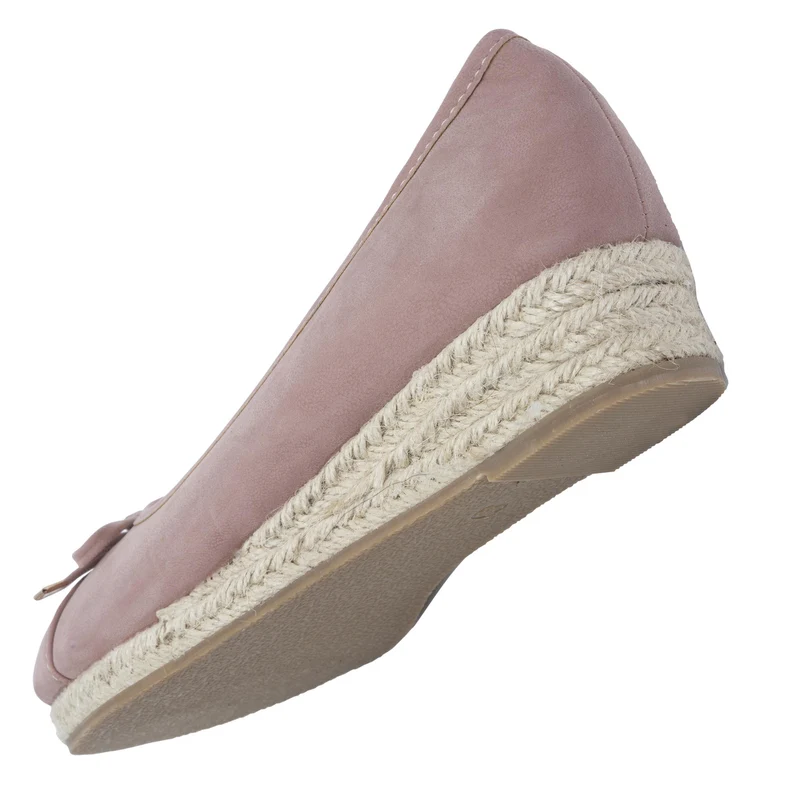 Ballerines Femme corde compensé Rose poudré