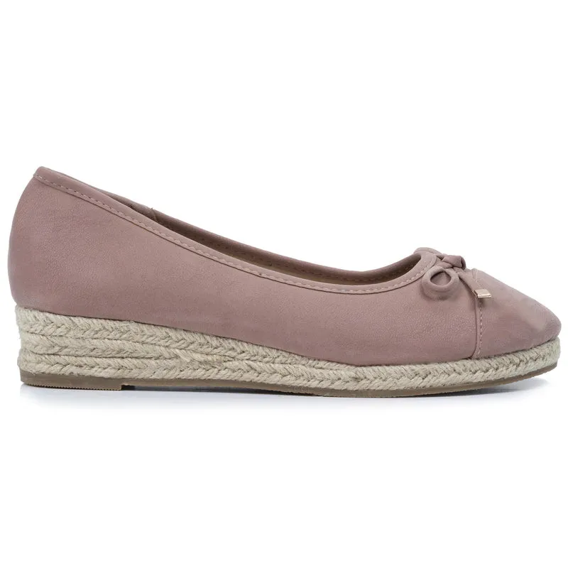 Ballerines Femme corde compensé Rose poudré