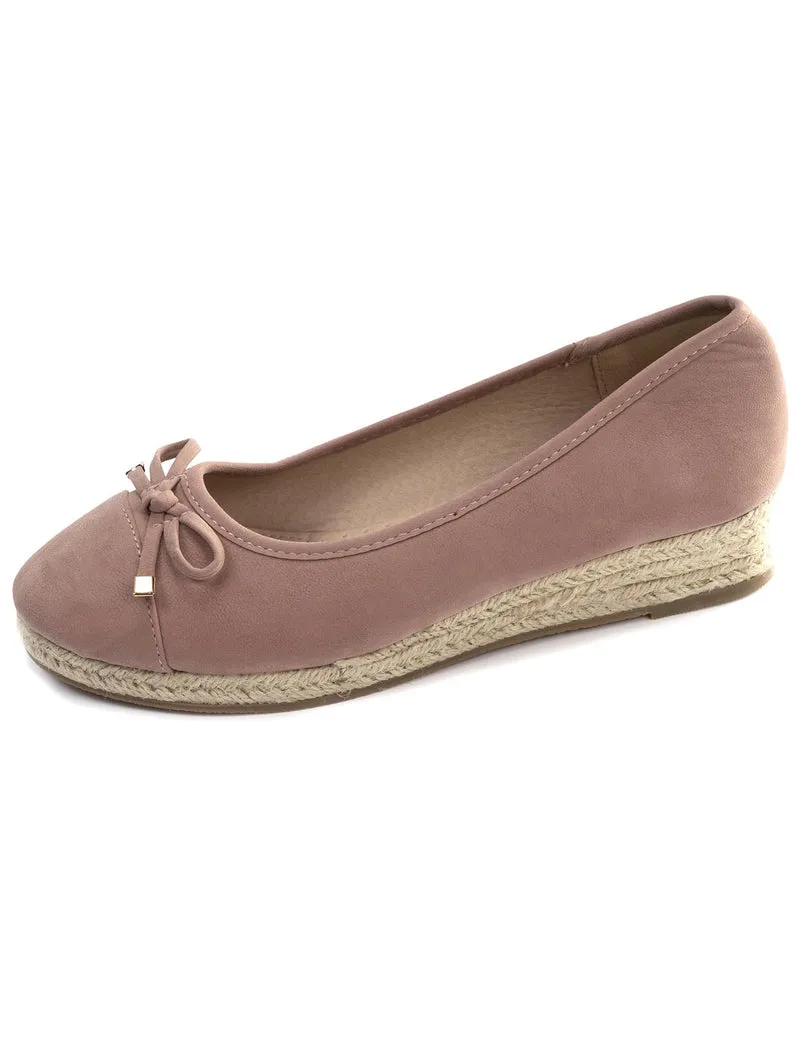 Ballerines Femme corde compensé Rose poudré