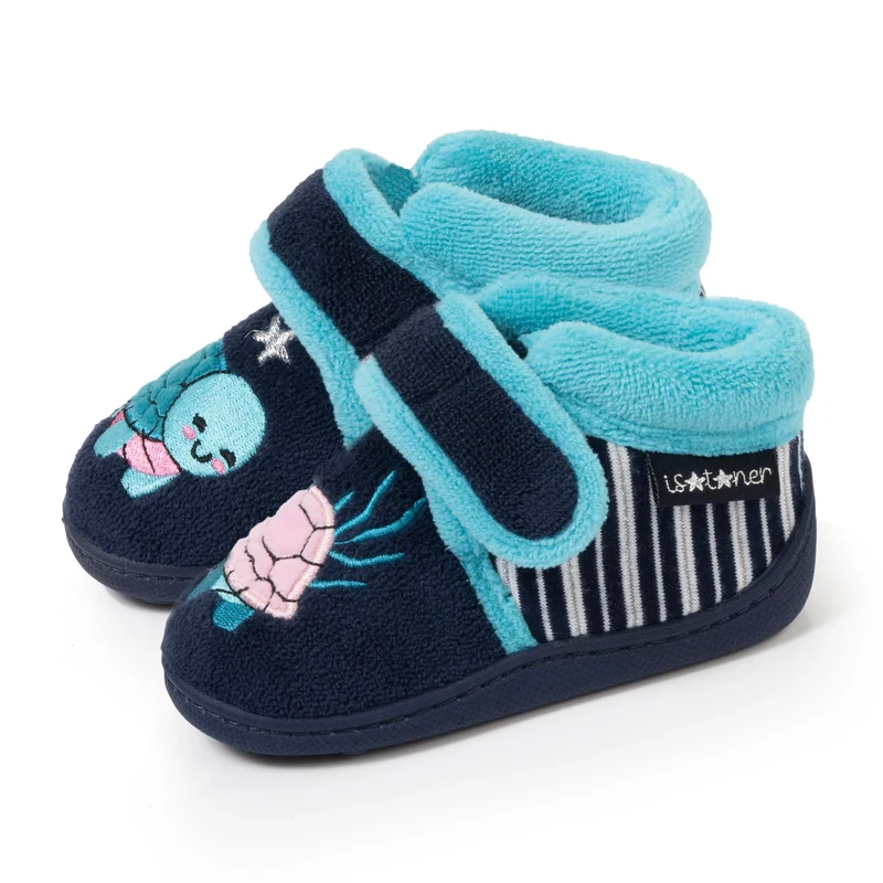 Chaussons bottillons scratch Enfant Marine
