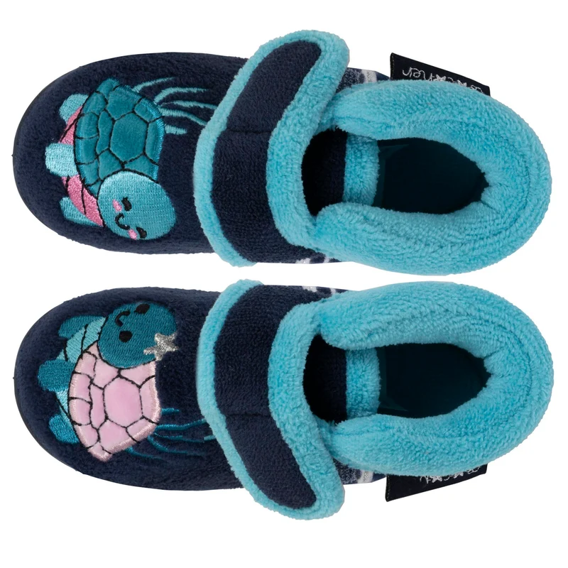 Chaussons bottillons scratch Enfant Marine