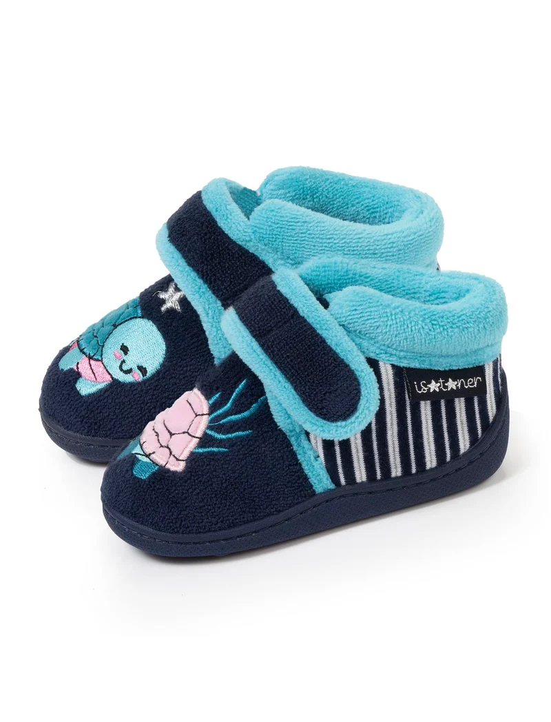 Chaussons bottillons scratch Enfant Marine