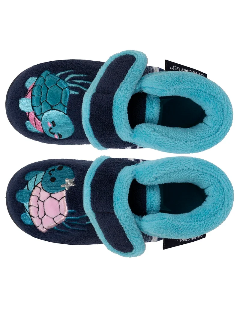 Chaussons bottillons scratch Enfant Marine