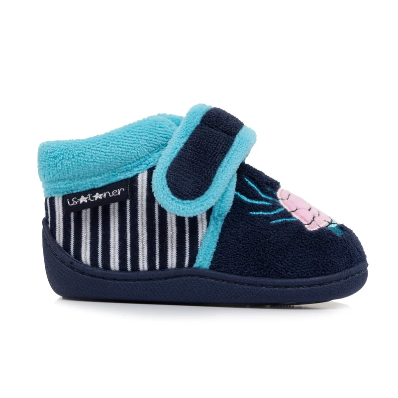 Chaussons bottillons scratch Enfant Marine