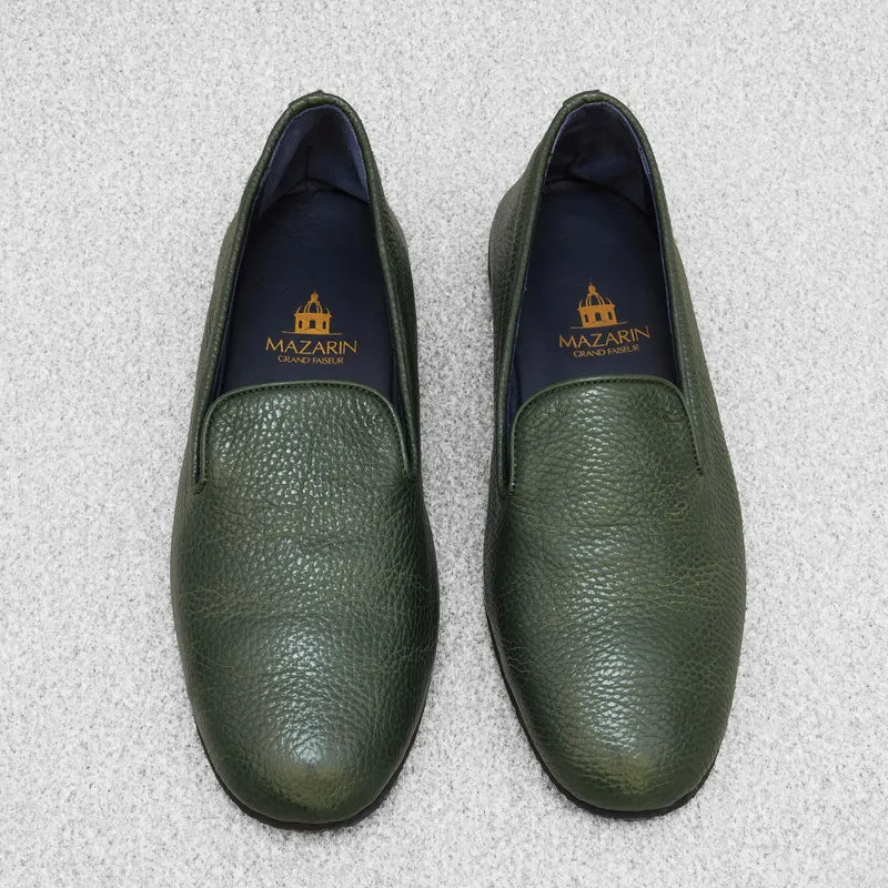 Chaussons verts - Cuir grainé