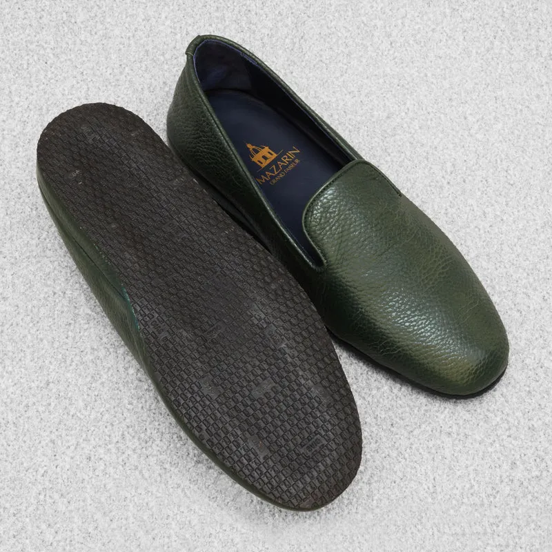 Chaussons verts - Cuir grainé