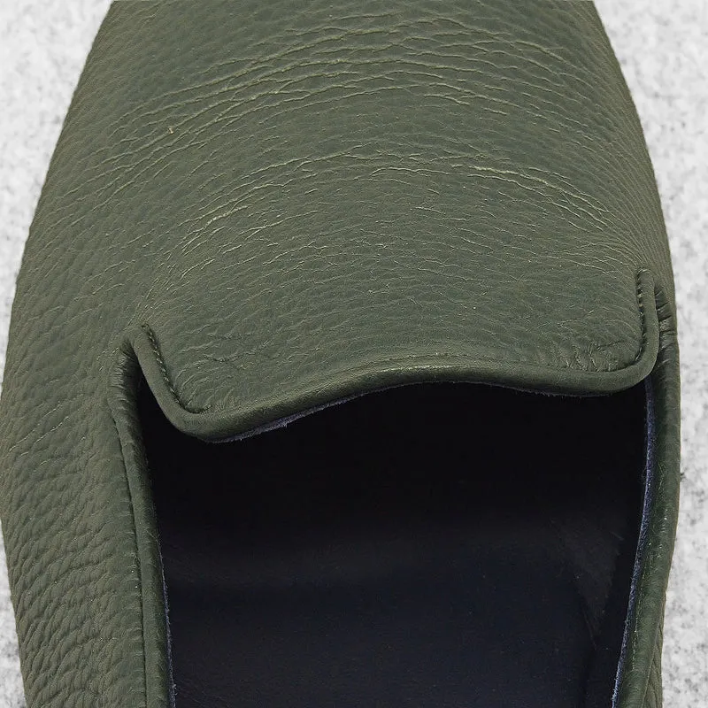 Chaussons verts - Cuir grainé