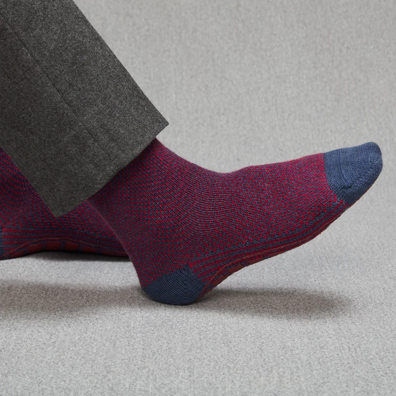 Chaussettes | Chaussettes d'intérieur Bleu & Rouge - Laine