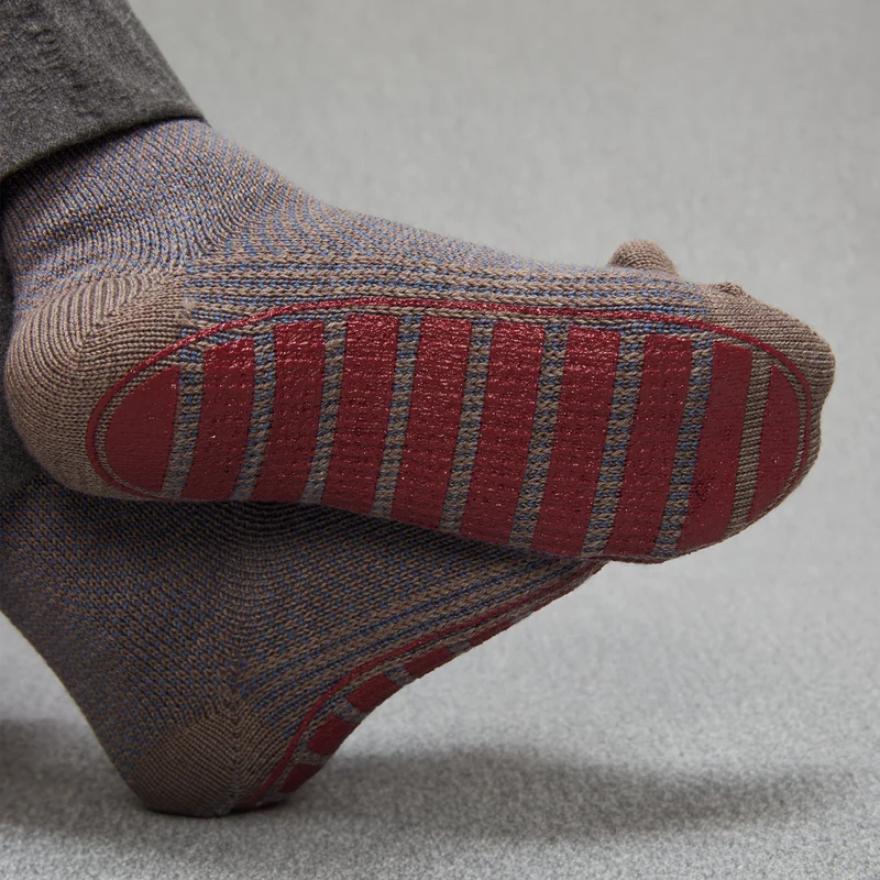 Chaussettes | Chaussettes d'intérieur Taupe & Bleu - Laine