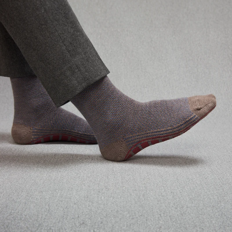 Chaussettes | Chaussettes d'intérieur Taupe & Bleu - Laine