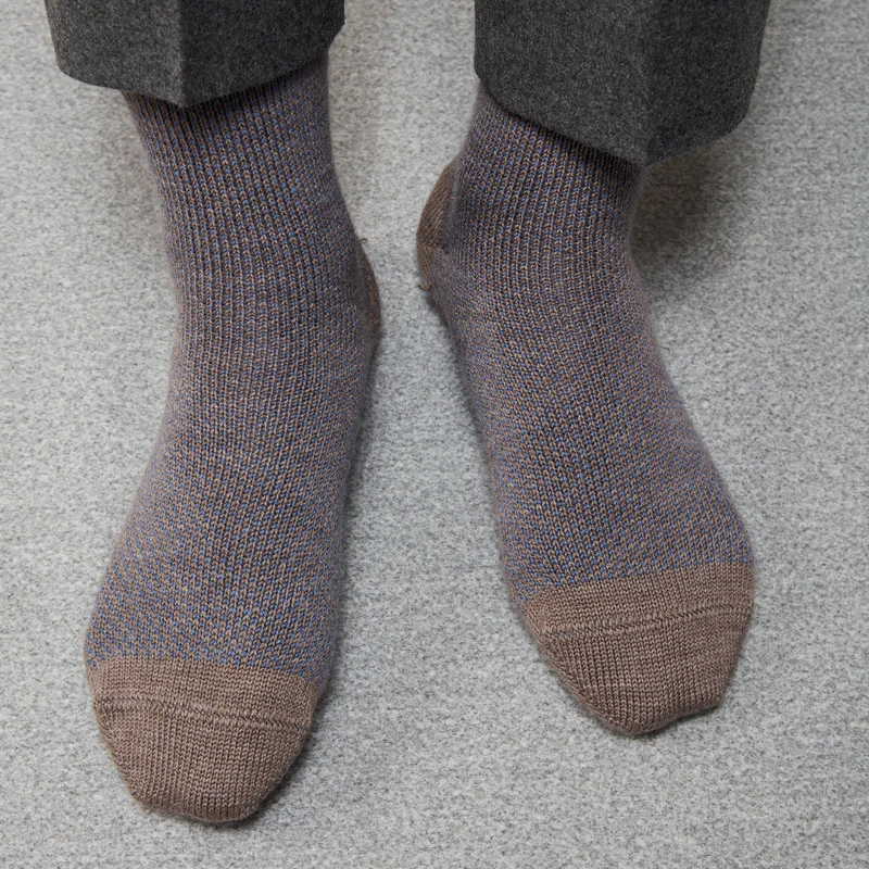 Chaussettes | Chaussettes d'intérieur Taupe & Bleu - Laine