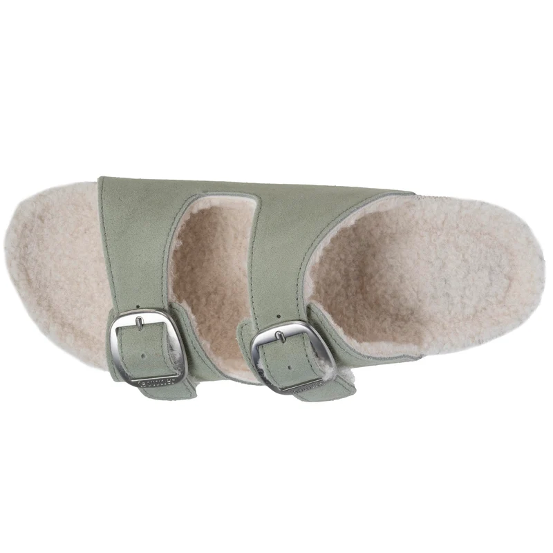 Chaussons sandales Femme Sherpa Vert d'eau