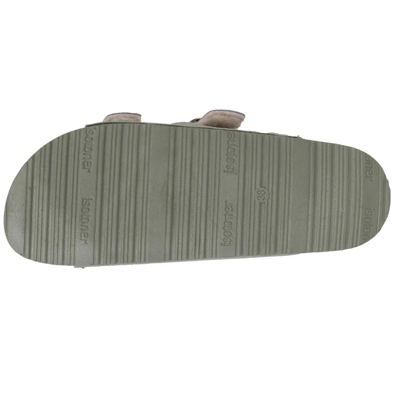 Chaussons sandales Femme Sherpa Vert d'eau