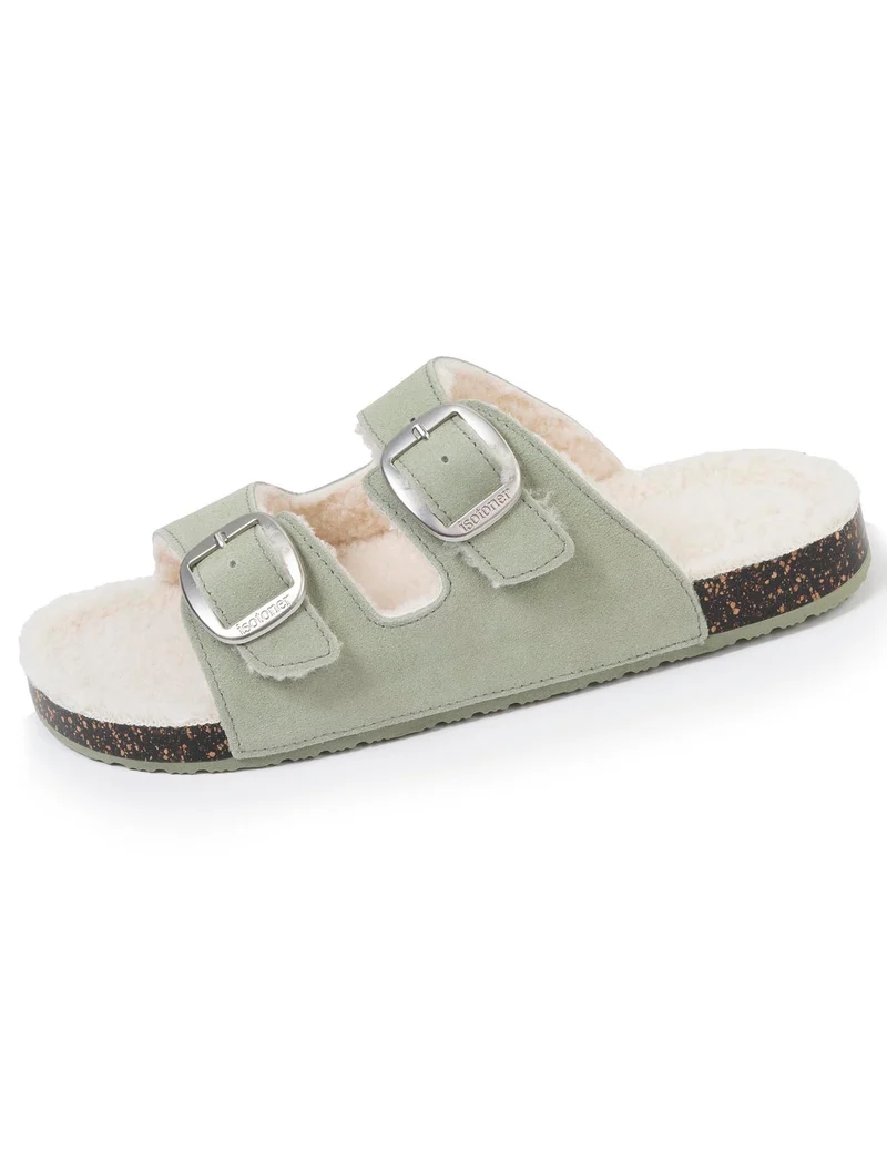 Chaussons sandales Femme Sherpa Vert d'eau