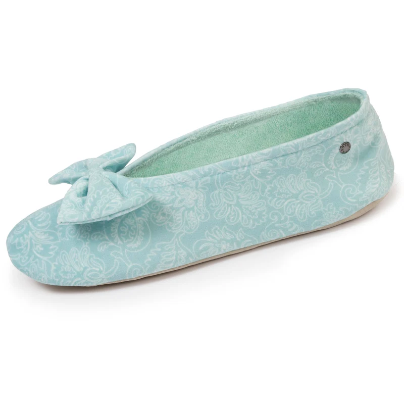 Chaussons ballerines grand nœud Femme Vert eau