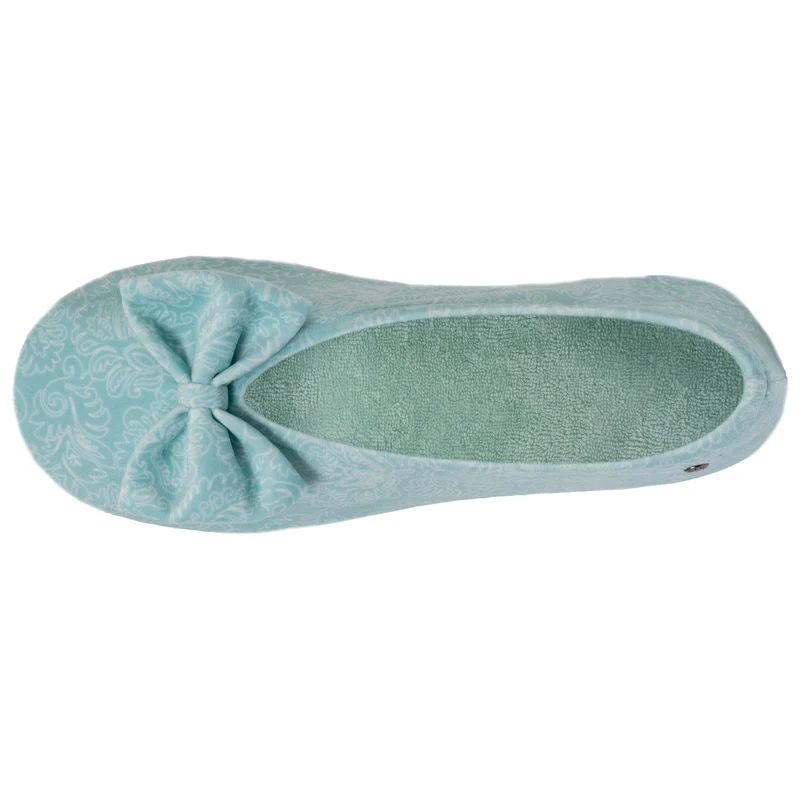 Chaussons ballerines grand nœud Femme Vert eau