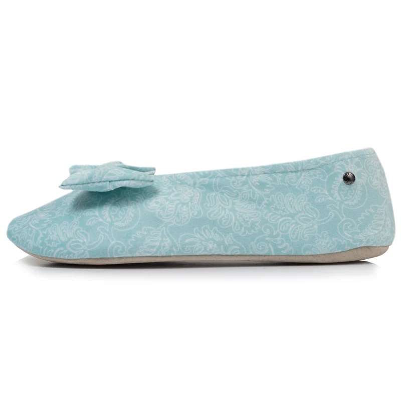 Chaussons ballerines grand nœud Femme Vert eau