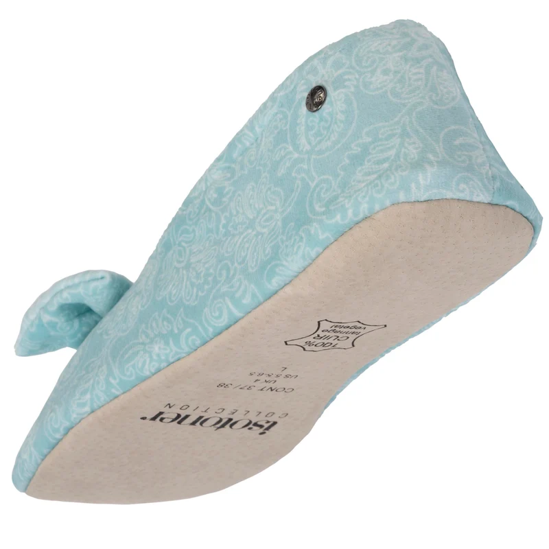 Chaussons ballerines grand nœud Femme Vert eau