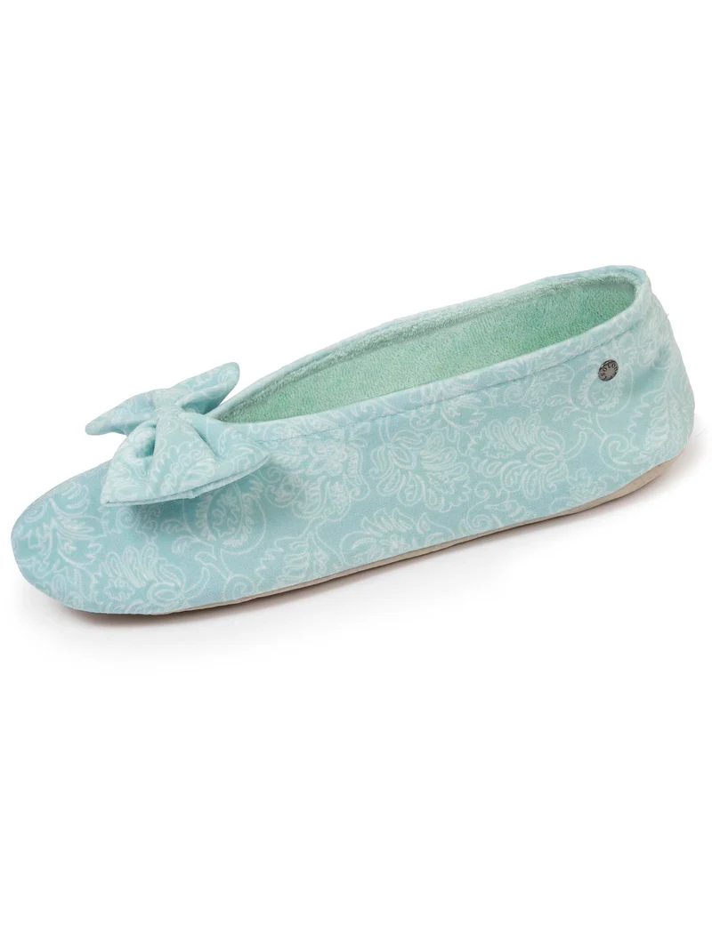 Chaussons ballerines grand nœud Femme Vert eau